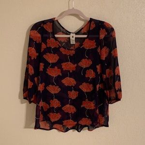 Needle & Thread Anthropologie Sheer Peplum Blouse